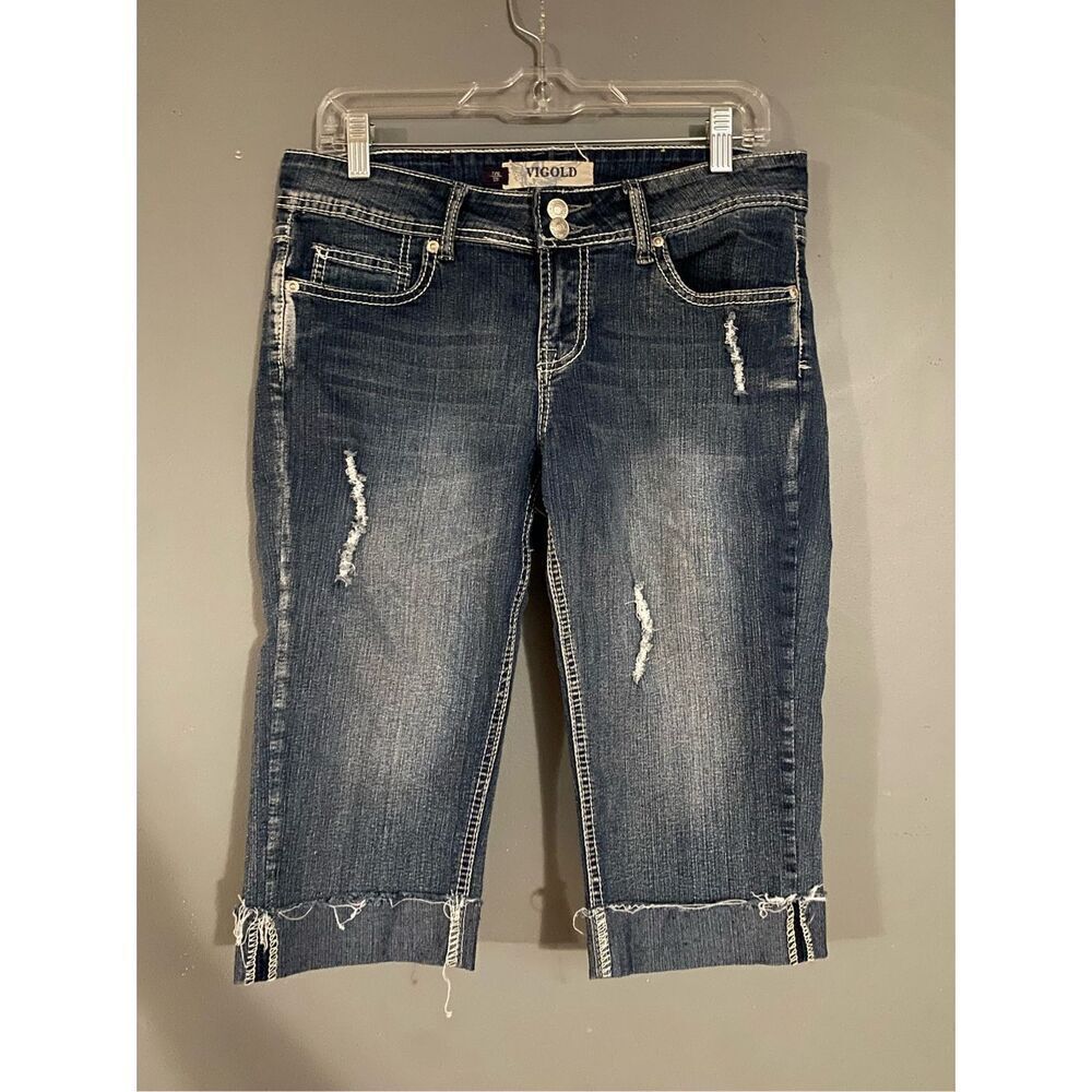 Vigold Medium Wash Distressed Denim Capris Size 7/8 (29) NWOT